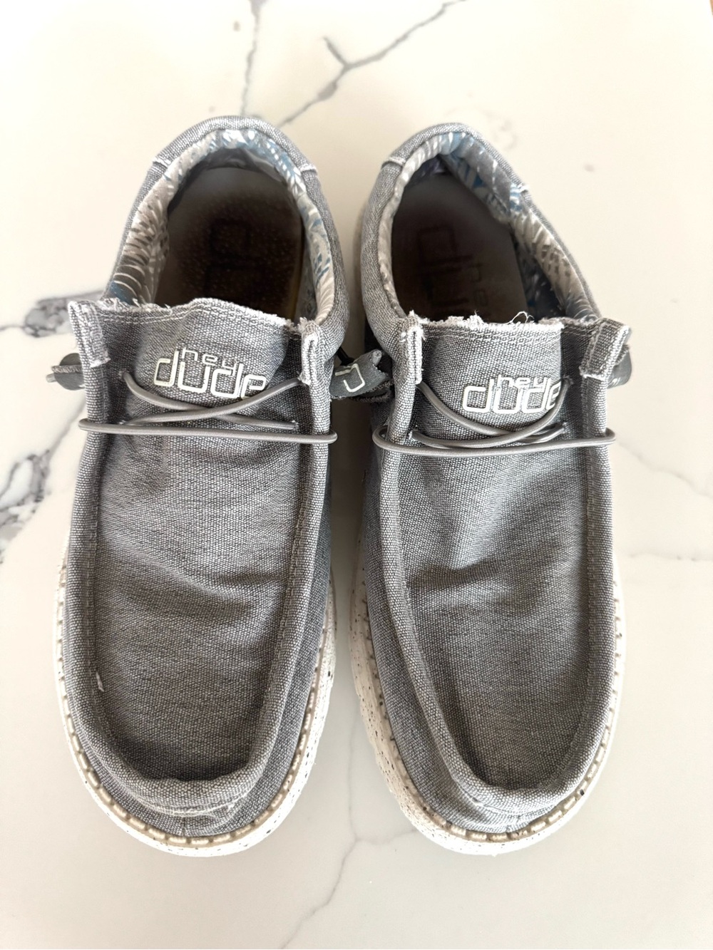 HEY DUDE WALLY STRETCH IRON GRAY CANVAS SLIP-ON SHOES MEN’S SIZE 10